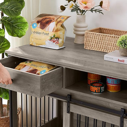 NicBex Dog Crate Furniture Dog Cage with Sliding Doors and Drawers