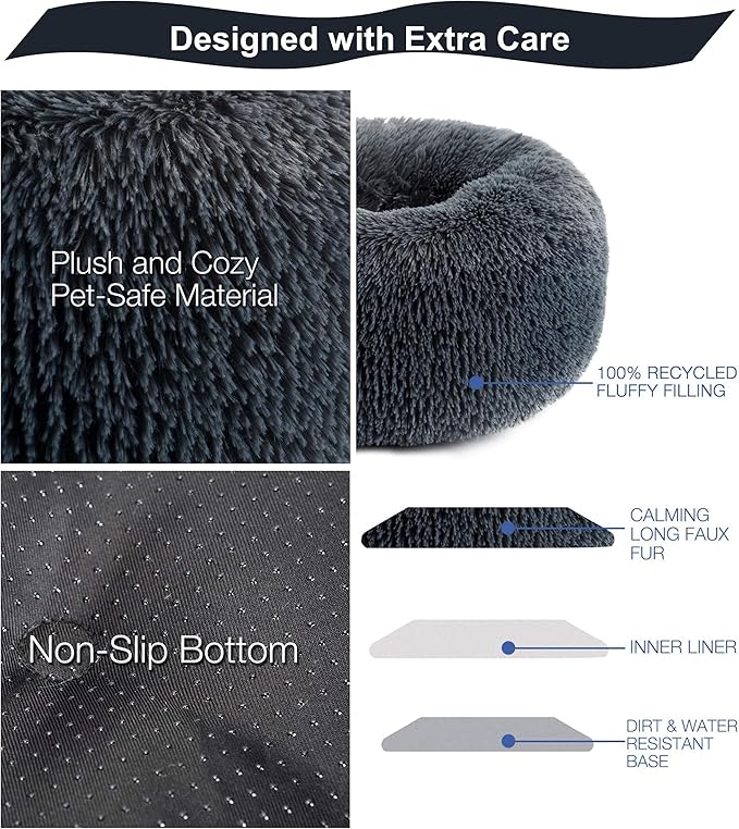 Calming Cat Bed for Indoor Cats 16 inches (16", Dark