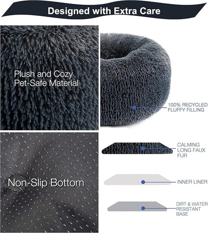 Calming Cat Bed for Indoor Cats 16 inches (16", Dark