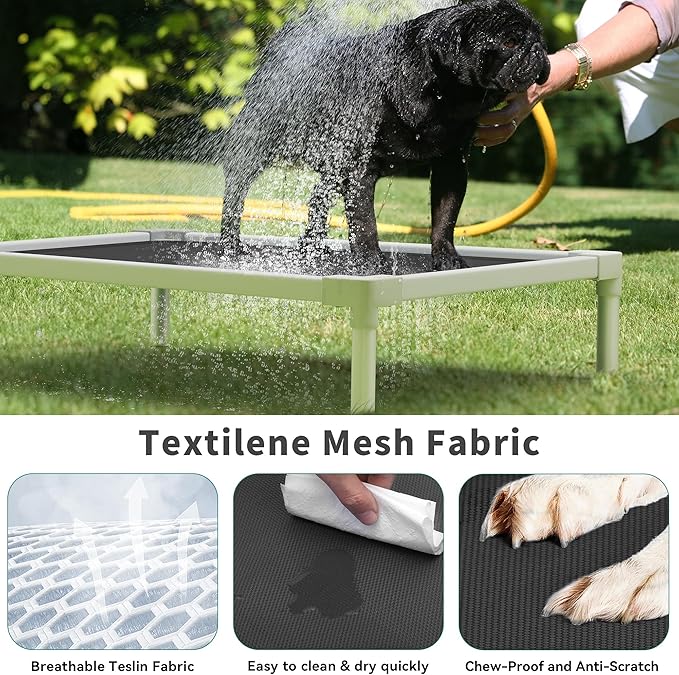 YITAHOME Cooling Elevated Dog Bed, Chew Proof Raised Pet Cot with Aluminum Frame, Breathable Textilene Mesh, Enclosed Edges, Non-Slip Feet, Durable Dog Bed for Indoors & Outdoors, Black, 42 Inch