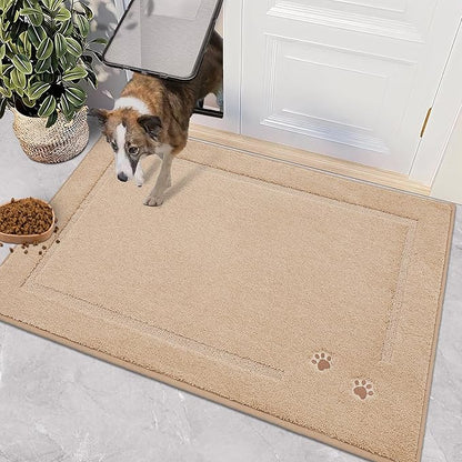 BEQHAUSE Dog Door Mat for Muddy Paws Dirt Trapper Absorbent Indoor Door Mats Non-Slip Washable Entryway Rug Low-Profile Welcome Dog Mat Polyester Mud Mat for Dogs and Wet Shoes 32"x48"