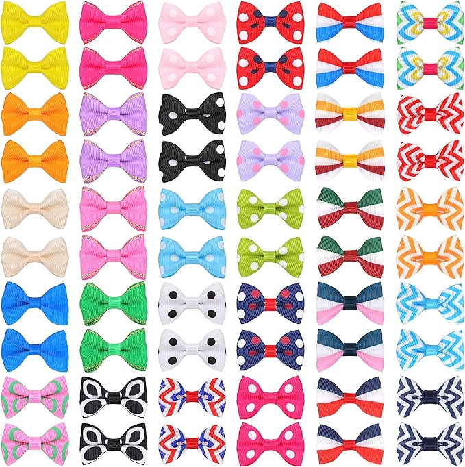 60Pcs Small Dogs Bows with Clips Girl Puppy