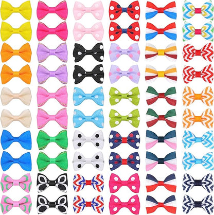 60Pcs Small Dogs Bows with Clips Girl Puppy