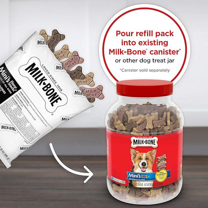 Milk-Bone Mini's Flavor Snacks Dog Treats Bundle: 36 Ounce Canister + 2 Refill Packs