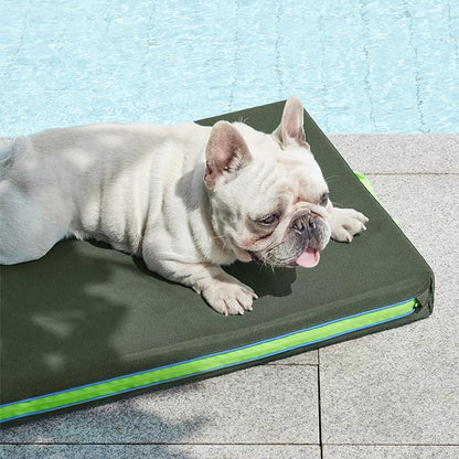 Bedsure Chewproof Durable Outdoor Waterproof Dog Bed with Heavy Duty Cover (30"x20", Moss