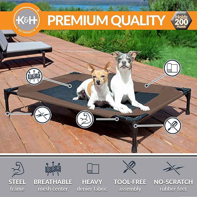 K&H Pet Products Dog Cots Beds for Large Dog- Elevated Outdoor Dog Cot Bed- Raised Dog Hammock Cooling Bed- Washable