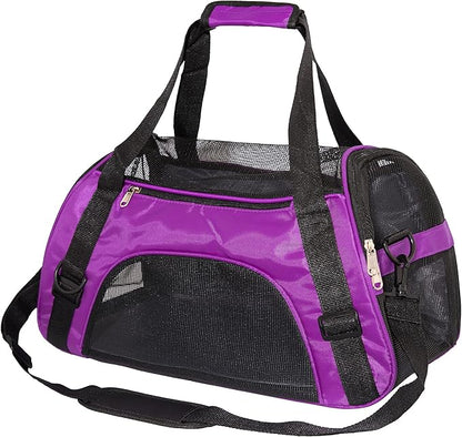 Pet Carrier Soft-Sided Carriers for Cat Carriers Dog Carrier for Small Medium Cats Dogs Puppies Pet Carrier Airline Approved up to 15 Lbs Cat Dog Pet Travel Carrier (Medium, Purple)