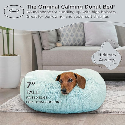 Best Friends by Sheri The Original Calming Donut Cat and Dog Bed in Shag Fur Baby Blue 23"