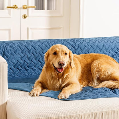 gogobunny 100% Double Sided Waterproof Dog Blanket Soft Pet Bed Cover Reversible Protect Furniture Couch Sofa Car for Puppy Cat Kids (Dark Blue/Light Blue 82x120 Inch 1))