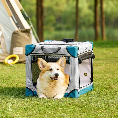 Lesure Cute Soft Collapsible Dog Crate 26 Inch 4-Door Foldable