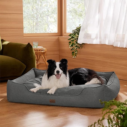 Bedsure Washable Dog Bed for Large Dogs 36x27x10inches, Grey
