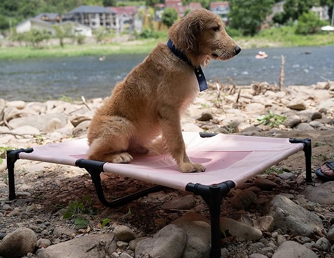Large Dog Cot Bed Outdoor Waterproof Outdoor,Pink,36 * 30 * 7 inches