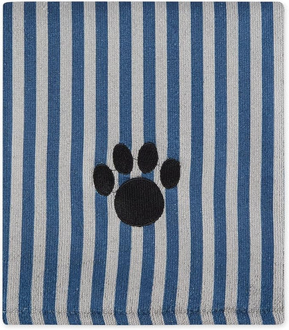 Bone Dry Pet Grooming Towel Collection Absorbent Microfiber X-Large, 41x23.5", Striped Navy