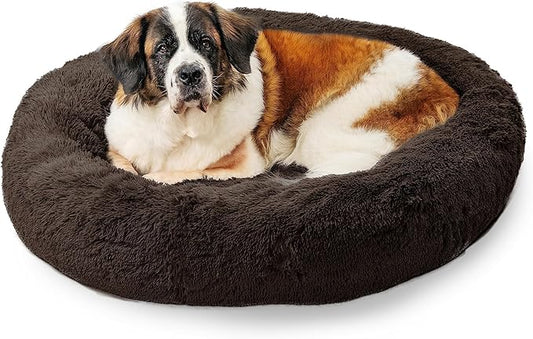 Best Friends by Sheri The Original Calming Donut Cat and Dog Bed in Shag Fur Dark Brown 45"