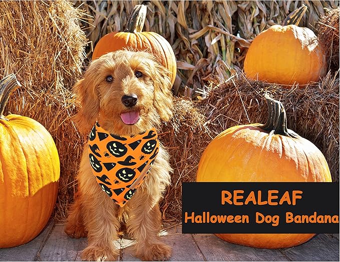 Realeaf Halloween Dog Bandanas 2 Pack