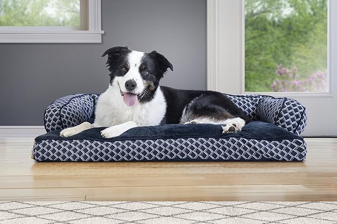 Furhaven Pillow Dog Bed for Large/Medium Dogs w/ Removable Bolsters & Washable Cover
