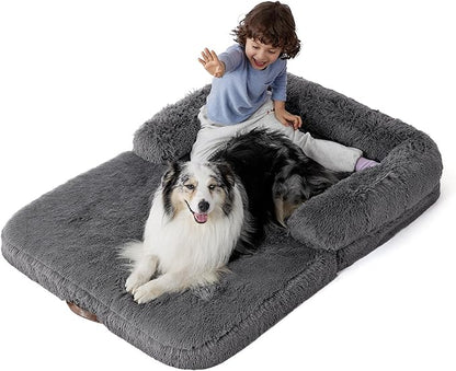 Bedsure Foldable Human Dog Bed for Kids 2 in 1 Calming