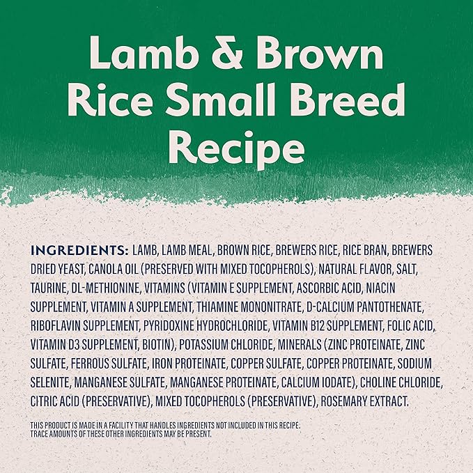 Natural Balance Limited Ingredient Small-Breed Adult Dry Dog Food with Healthy Grains, Lamb & Brown Rice Recipe, 4 Pound (Pack of 1)