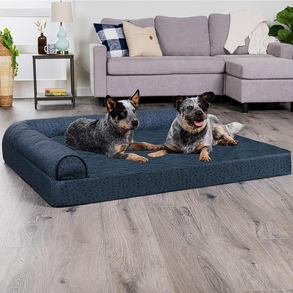 Furhaven Cooling Gel Dog Bed for Large Dogs w/ Removable Bolsters & Washable Cover 125 lbs