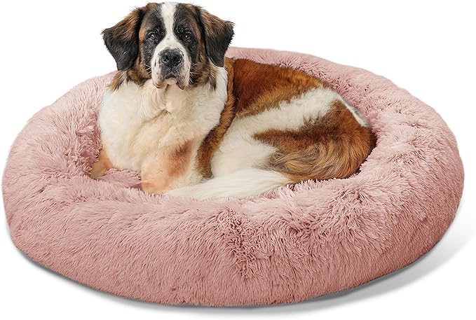 Best Friends by Sheri The Original Calming Donut Cat and Dog Bed in Shag Fur Dusty Rose 45"