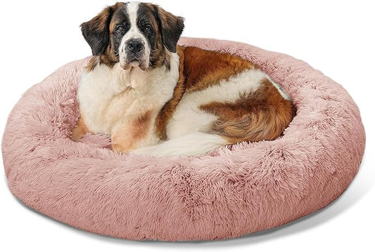 Best Friends by Sheri The Original Calming Donut Cat and Dog Bed in Shag Fur Dusty Rose 45"