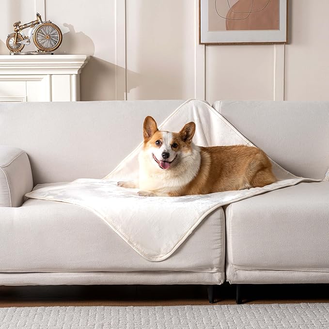 PETHUR Waterproof Dog Blankets for Medium Dogs 29"x40", Beige