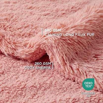 Bedsure Waterproof Dog Blankets for Large Dogs - Calming Cat Blanket for Couch Protector Washable, Long Faux Fur Pet Throw Blanket for Puppy, Reversible Furniture Protection, 50"x60", Pink