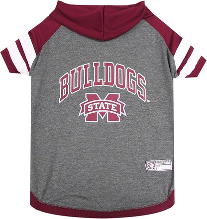 Pets First NCAA Mississippi State Bulldogs Hoodie for Dogs & Cats, Large. | Collegiate Licensed Dog Hoody Tee Shirt | Sports Hoody T-Shirt for Pets | College Sporty Dog Hoodie Shirt