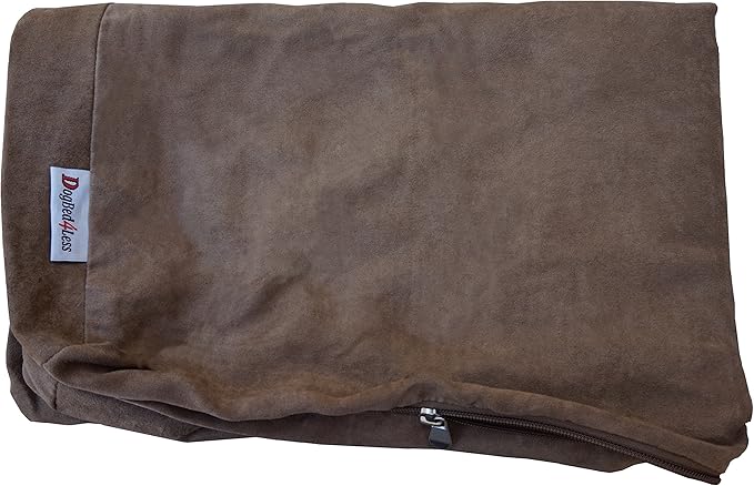 Dogbed4less External Pet Bed Cover with Zipper Liner for Extra Large Dog, 55"X47"x4" Jumbo, Brown - Replacement Cover Only