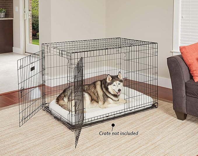 MidWest Homes for Pets Bolster Dog Bed 48L-Inch White Fleece Dog Bed w/ Comfortable Bolster 48-Inch Dog