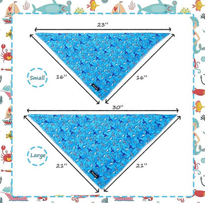 MACA Bates Blue Shark Dog Bandana Triangle Scarf Handkerchief Soft Cotton Cute Adjustable Puppy Bandanas Gift for Small Medium Large XL Pets