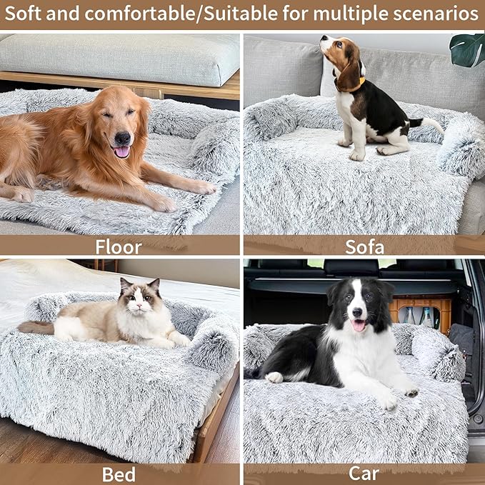 Calming Dog Couch Bed for Large Dogs 40.2 x 35.4 x 7.9 Inches