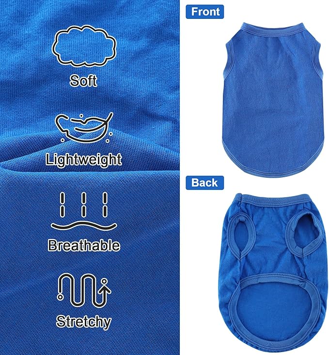Dog Shirt Vest Clothes for Small Dogs Boy Girl Summer Solid Stretchy Puppy T-Shirts Soft Cool Breathable Lightweight Dog Sweatshirt Pet Cat Outfit