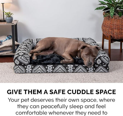 Furhaven Memory Foam Dog Bed for Large/Medium Dogs w/ Removable Bolsters & Washable Cover 55 lbs