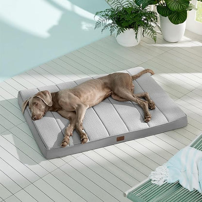 Bedsure Cooling Gel Foam Dog Bed for Large Dogs Cover(44"x32", Grey)