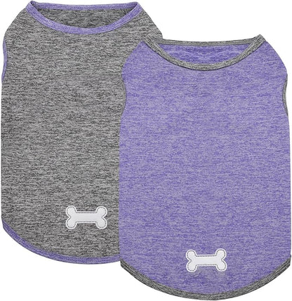 KYEESE 2 Pack Dog Shirts Quick Dry Soft Stretchy Dog T-Shirts with Reflective Label Tank Top Sleeveless Vest Sun Protection Dog Clothes for Small Dogs