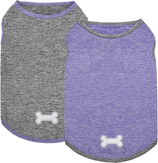 KYEESE 2 Pack Dog Shirts Quick Dry Soft Stretchy Dog T-Shirts with Reflective Label Tank Top Sleeveless Vest Sun Protection Dog Clothes for Small Dogs