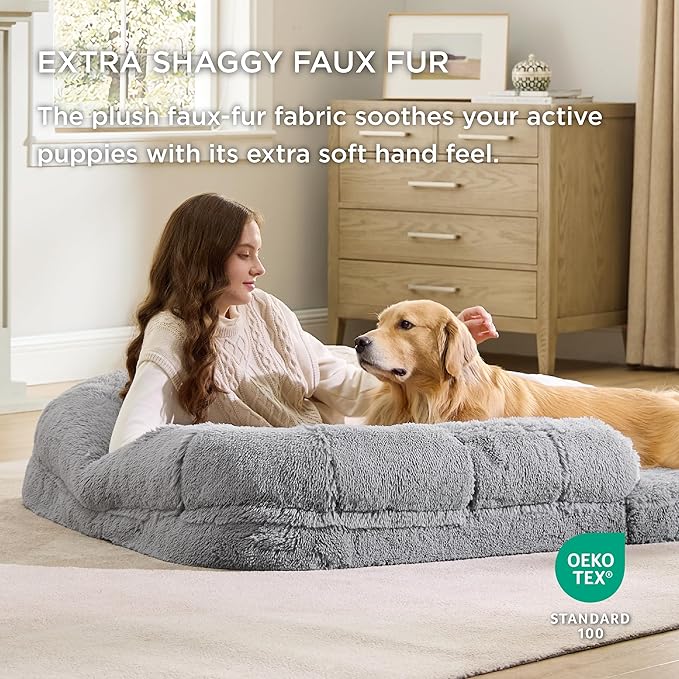 Bedsure Foldable Human Dog Bed for People Adults 2 in 1 Calming