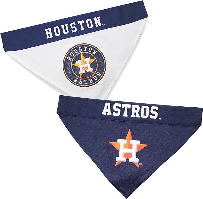 Pets First MLB Houston Astros Reversible Bandana Size XX-Large for Dogs & Cats. 2 Sided Sports Bandana