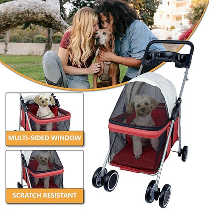 Puppy Small Dog Stroller 33lbs (Red)