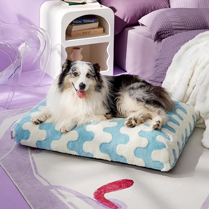 Lesure XLarge Dog Bed-Thick Shredded Chopped Foam Pet Bed Bottom(41'x28', Blue