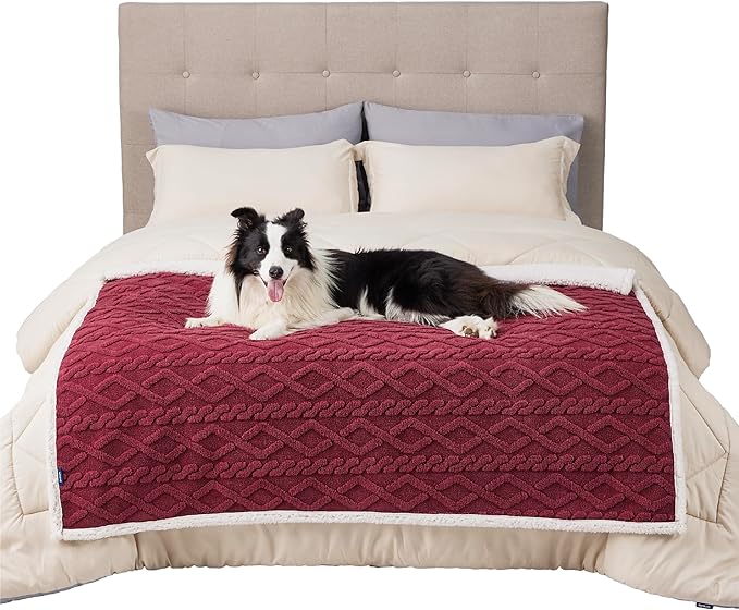 Bedsure Waterproof Dog Blankets for Large Dogs 50"x60", Burgundy