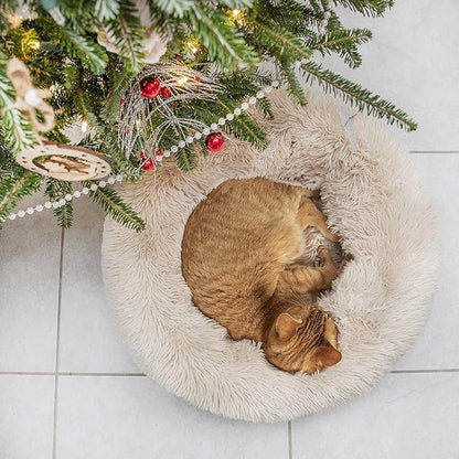 Small Dog Bed Calming Dogs Bed for Small Medium Large Dogs Anti-Anxiety Puppy Bed Machine Washable Warming Cozy Soft Pet Round Bed Fits up to 10-100 lbs (23”Small（Pack of 1）