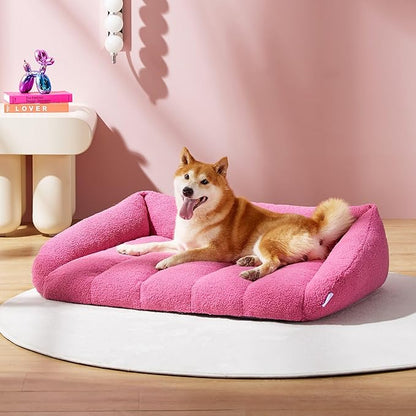 Lesure Orthopedic Dog Bed Sofa for Large Dogs Foam(35" x 25" x 10.5", Pink)