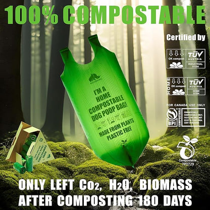 100% Home Compostable Dog Poop Bags With Handles 33% Thicker 8x Protection 150 Bags)