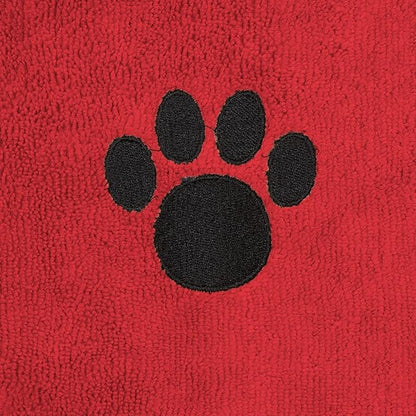 Bone Dry Pet Grooming Towel Collection Embroidered Absorbent Microfiber Drying Set, 15x30, Red, 3 Count