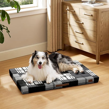 Bedsure Extra Large Patterned Dog Bed for Large Dogs Cover(41"x29", Black)