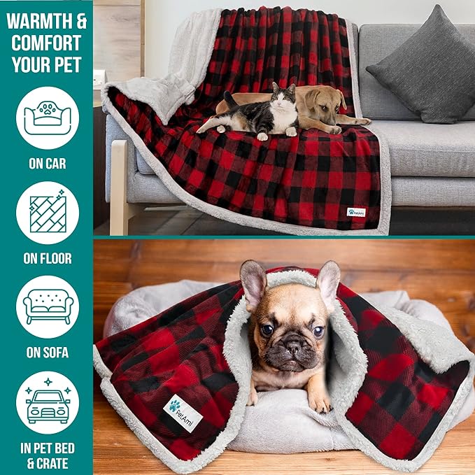 PetAmi WATERPROOF Dog Blanket for Medium Large Dog 60x40 Checker