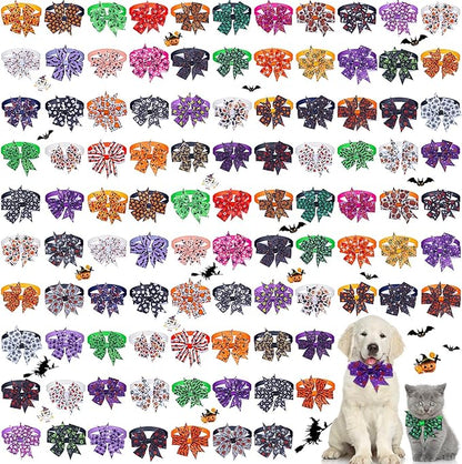 Talltalk 100 Pcs Halloween Dog Bow Ties Bulk