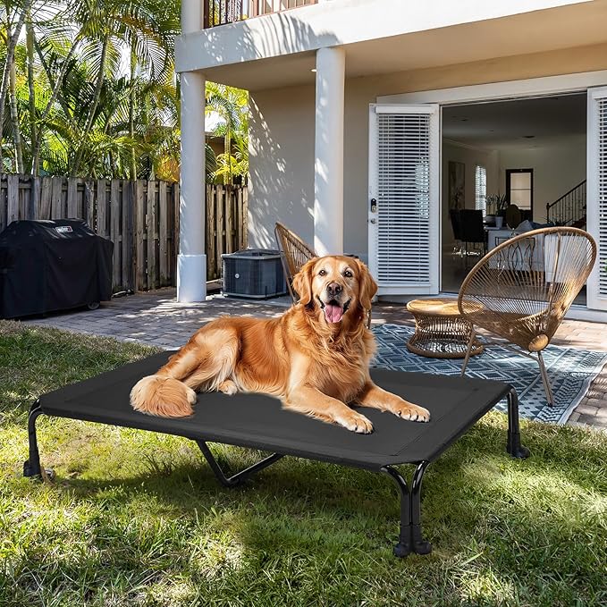 Veehoo Elevated Dog Bed 47" x 29", Black